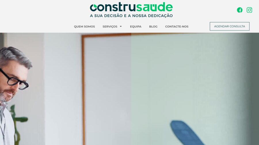 Página web de Construsaúde, clínica de fisioterapia en Portugal